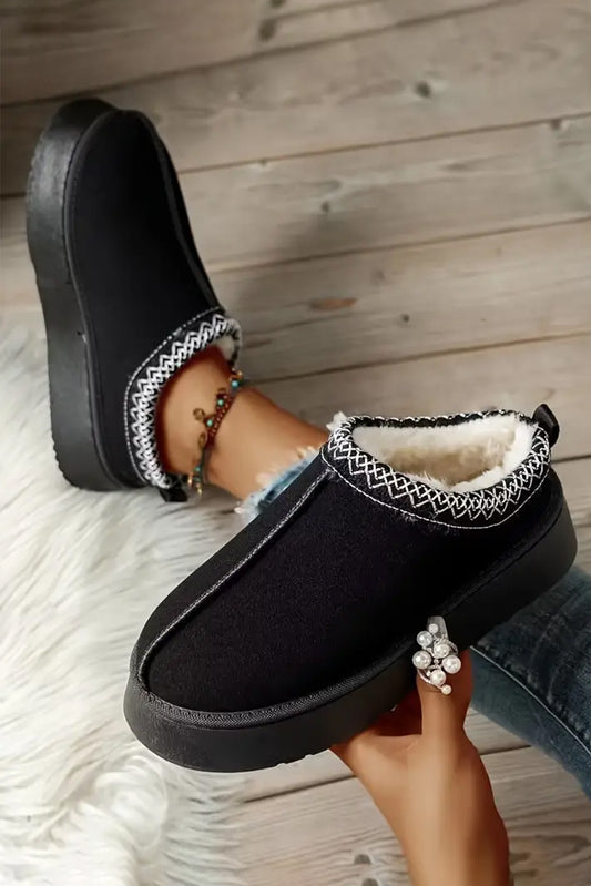 Round Toe Suede Platform Snow Boots