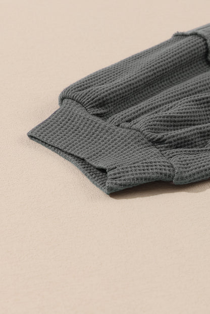 Crinkle Patchwork Long Sleeve Top - Cowaa