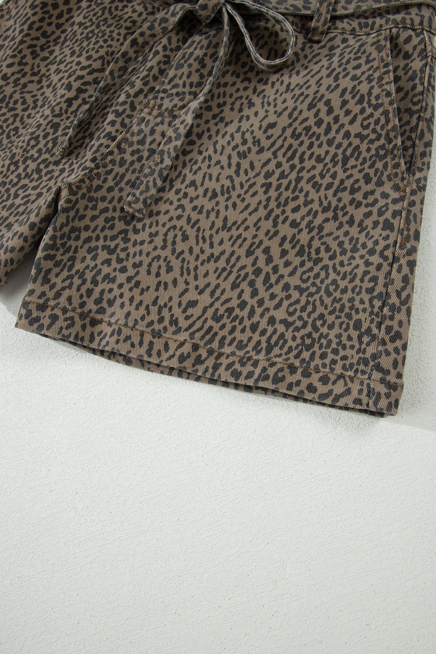 Black Leopard Print Loose Denim Shorts - Cowaa