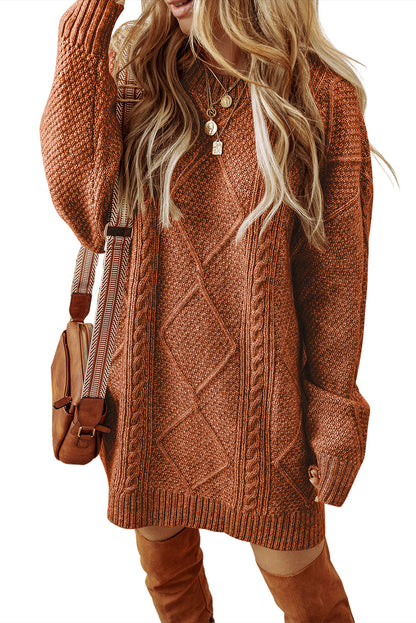Knit Loose Fit Sweater Dress - Cowaa