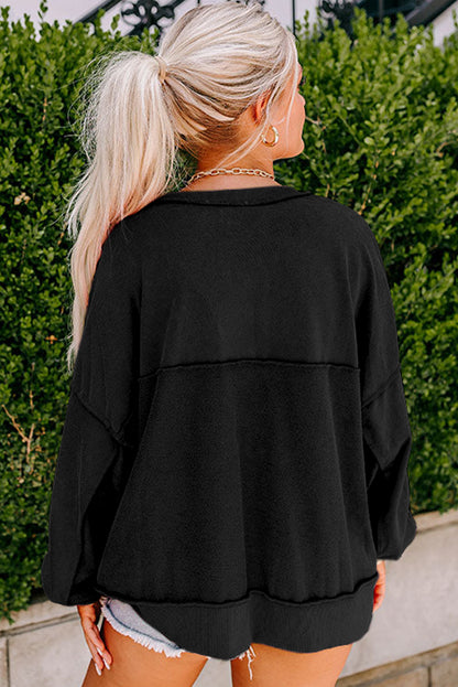 Slouchy Drop Shoulder Sweatshirt - Cowaa