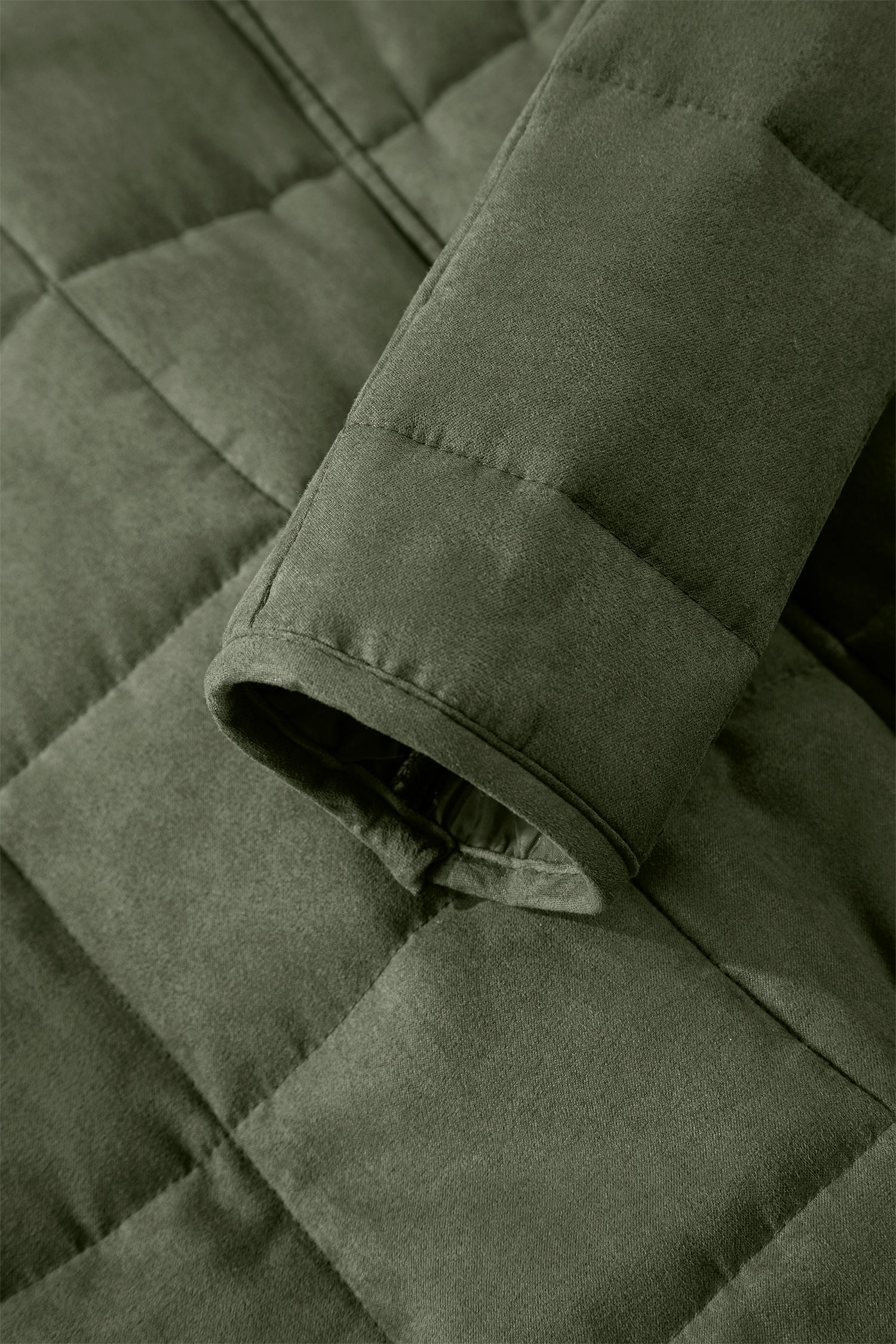 Green Zip-Up Pocket Quilted Jacket - Cowaa