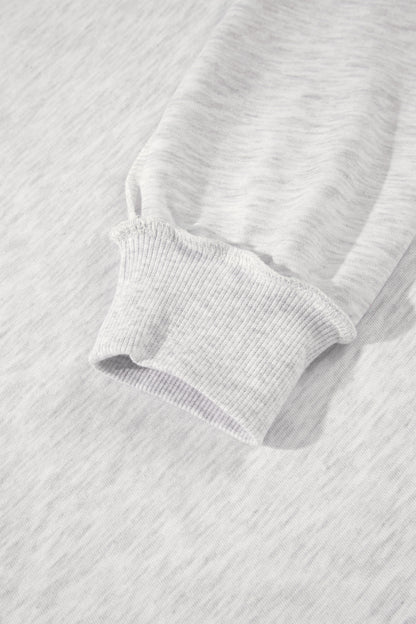Gray High Neck Polka Dot Slogan Printed Baggy Sweatshirt