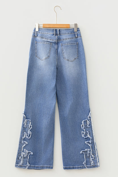 Ashleigh Blue Embroidered Western Print Flare Leg Full Length Jeans