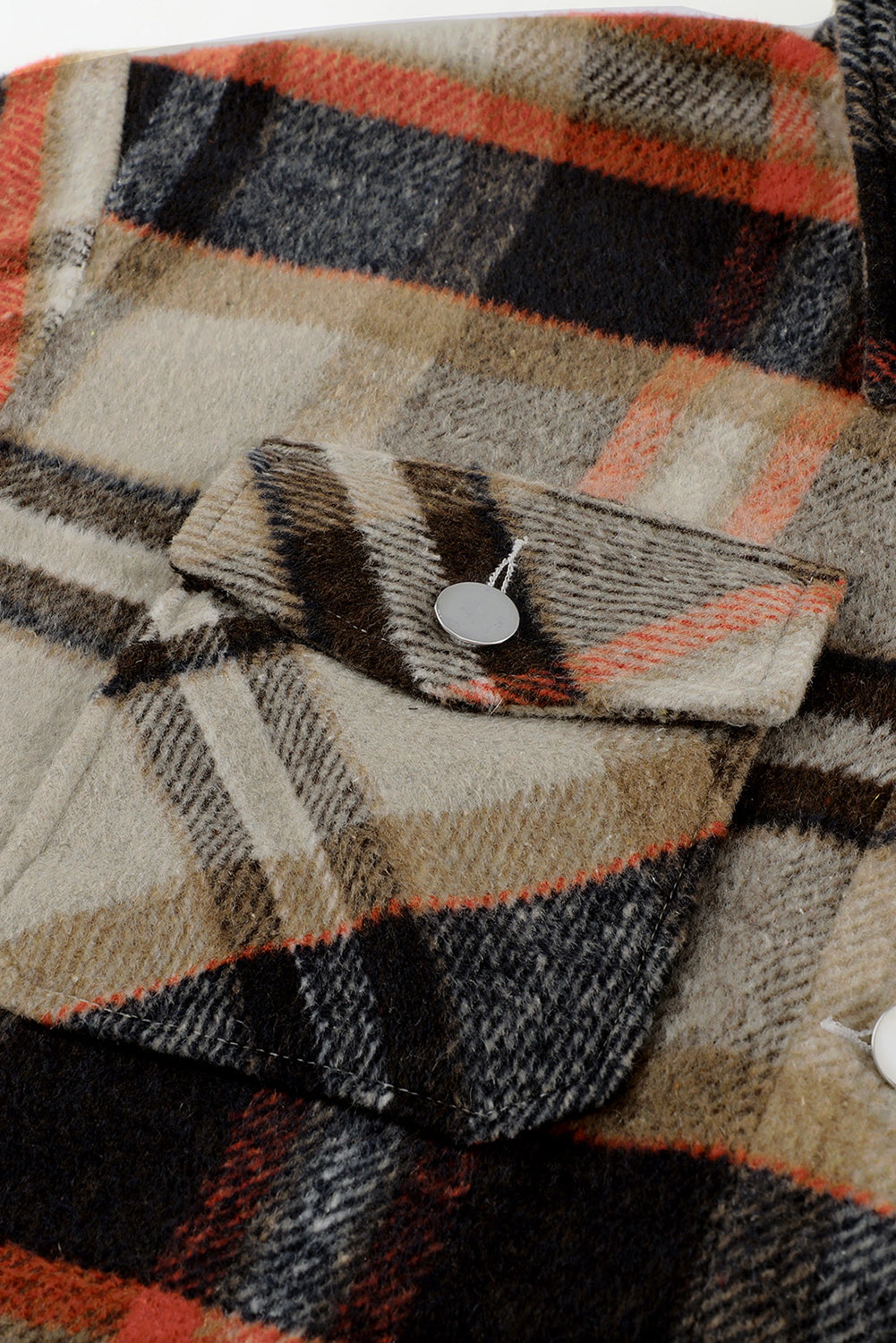 Plaid Button Front Pocket Shirt Shacket - Cowaa