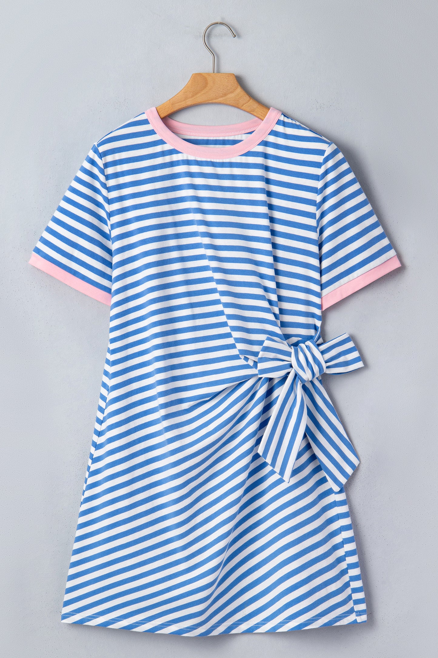 Red Nautical Tie Contrast Trim Round Neck T Shirt Mini Dress