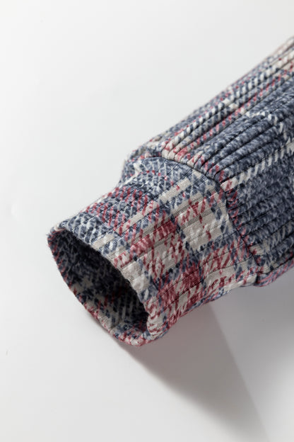 Multicolour Plaid Textured Chest Pocket Vintage Shirt