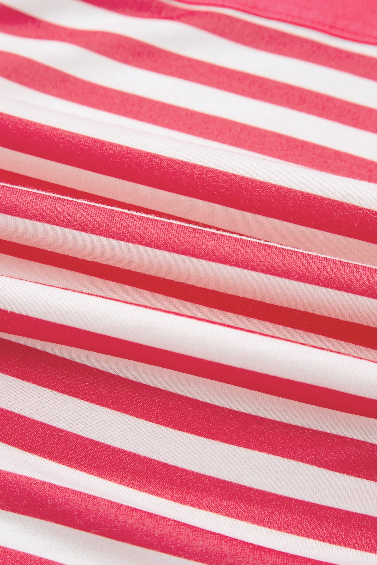 Pink Stripe Color Block Patchwork Drop Shoulder Long Sleeve Tunic Top - Cowaa