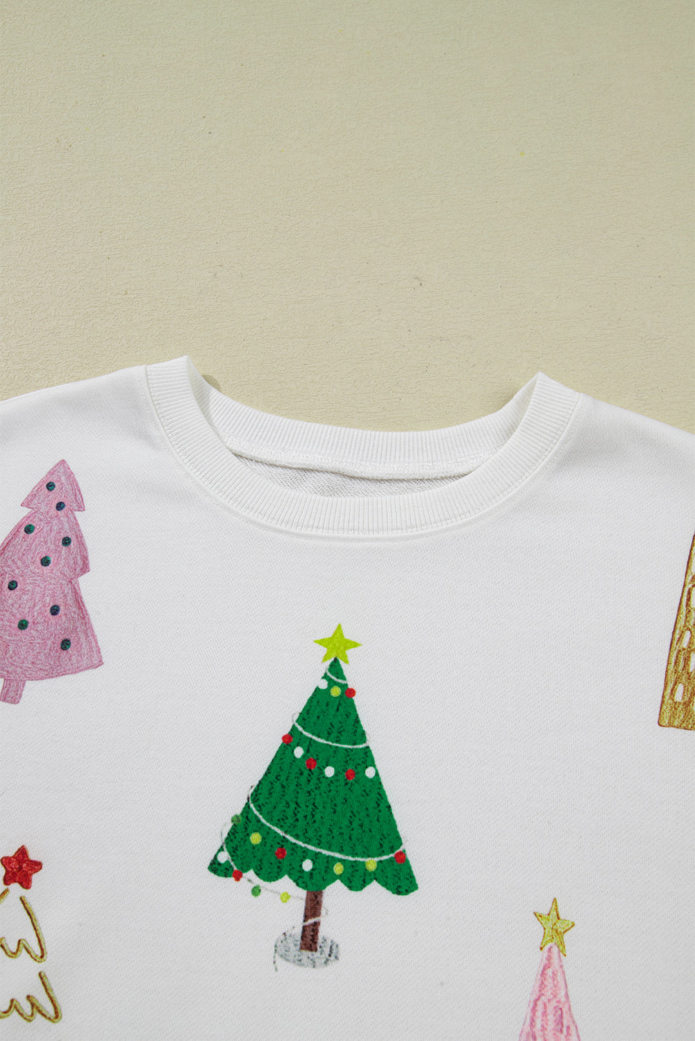 White Christmas Tree Long Sleeve Top and Shorts Pajama Set - Cowaa