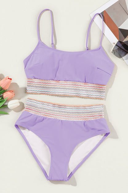 Scoop Neck Spaghetti Strap Bikini Set - Cowaa