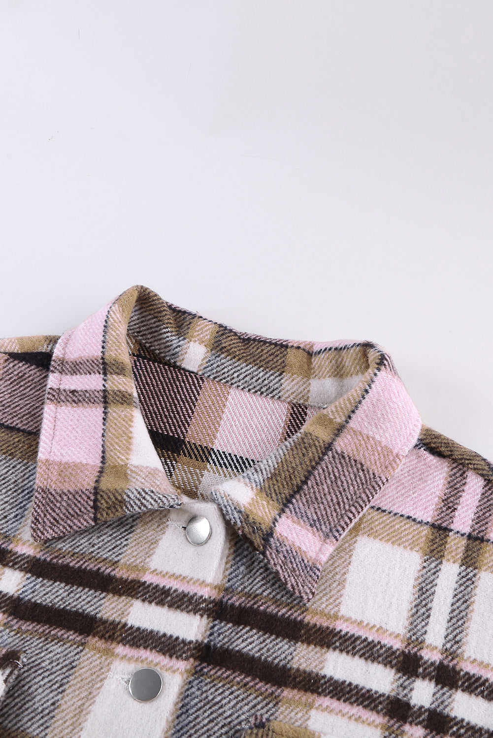 Plaid Button Front Pocket Shirt Shacket - Cowaa