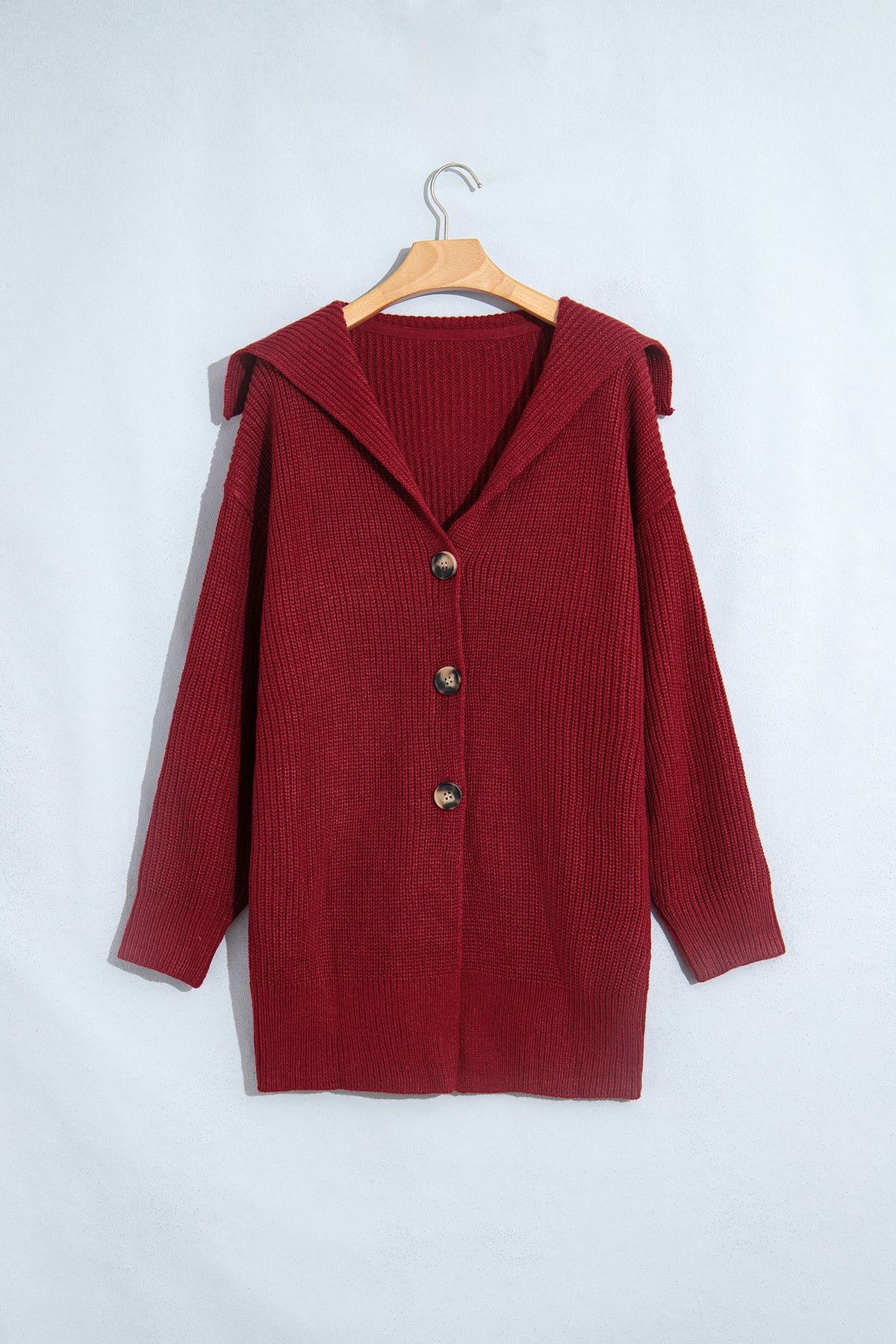 Red Dahlia Solid Color Knit Oversized Button Front Sweater Cardigan