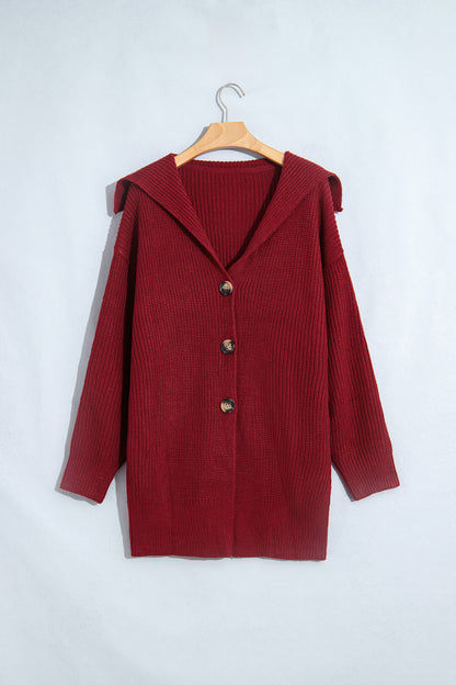 Red Dahlia Solid Color Knit Oversized Button Front Sweater Cardigan