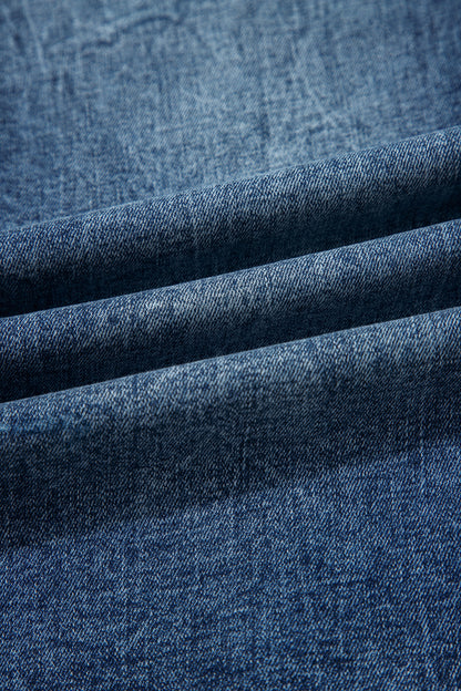 Sail Blue Acid Wash Pocket Detail Flare Jeans