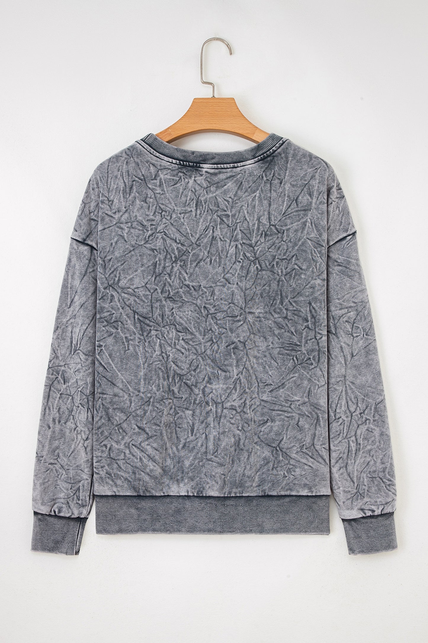 High-rise saved by grace Letter Embroidery Mineral Wash Loose Sweatshirt - Cowaa