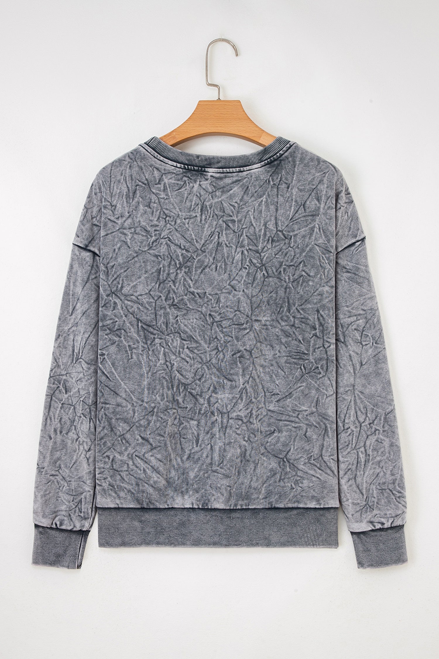 High-rise saved by grace Letter Embroidery Mineral Wash Loose Sweatshirt - Cowaa