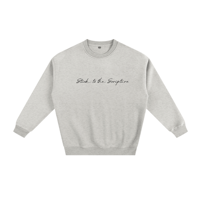 Gray sweatshirt with text on a white background