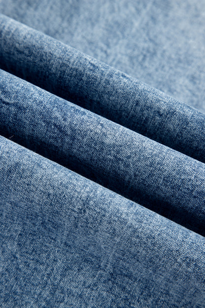 Sail Blue Acid Wash Pocket Detail Flare Jeans