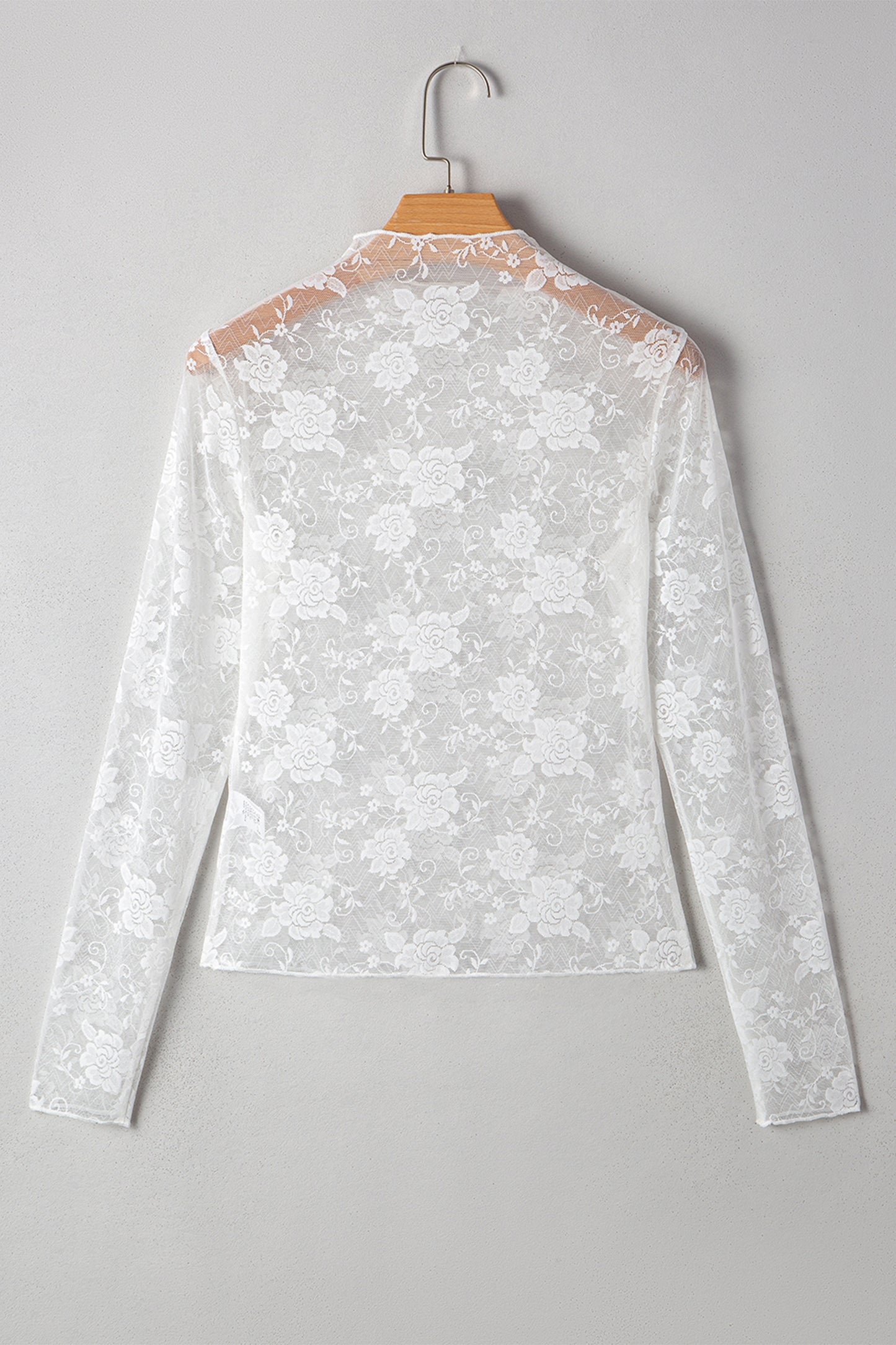 Black Plus Size Floral Mesh Long Sleeve Top