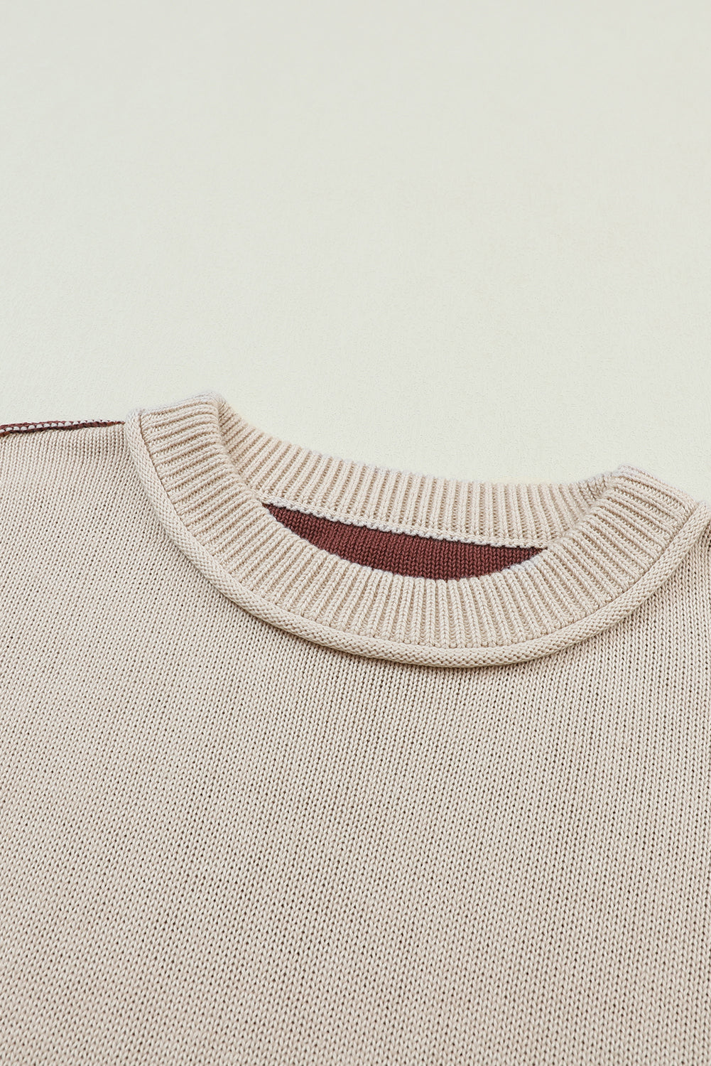 Bishop Sleeve Exposed Seam Ribbed Trim Sweater - Cowaa