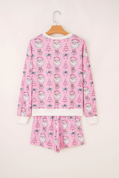 White Ho Ho Ho Letter Graphic Christmas Pajama Set