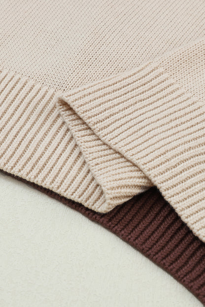 Bishop Sleeve Exposed Seam Ribbed Trim Sweater - Cowaa