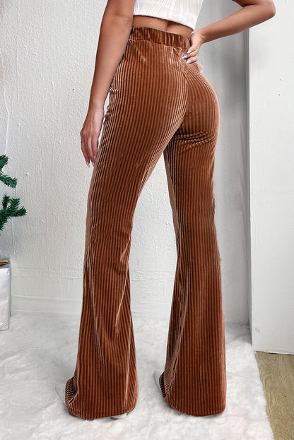 High Waist Corduroy Flare Pants - Cowaa