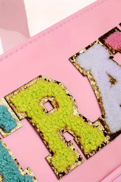 Travel Chenille Letter Clear PVC Makeup Bag - Cowaa