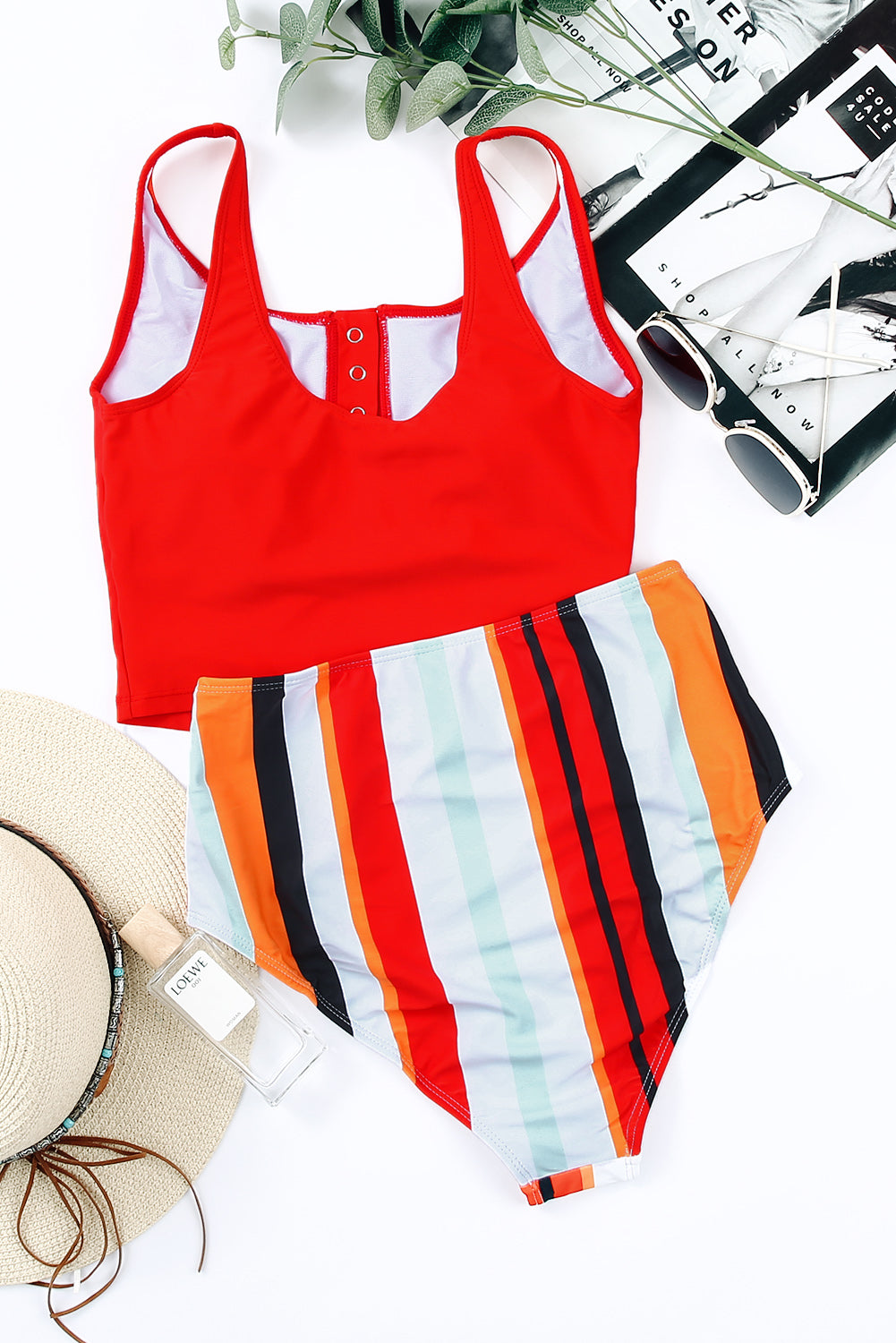 Cheetah Square Neck Sleeveless Leopard Print Tankini Set - Cowaa