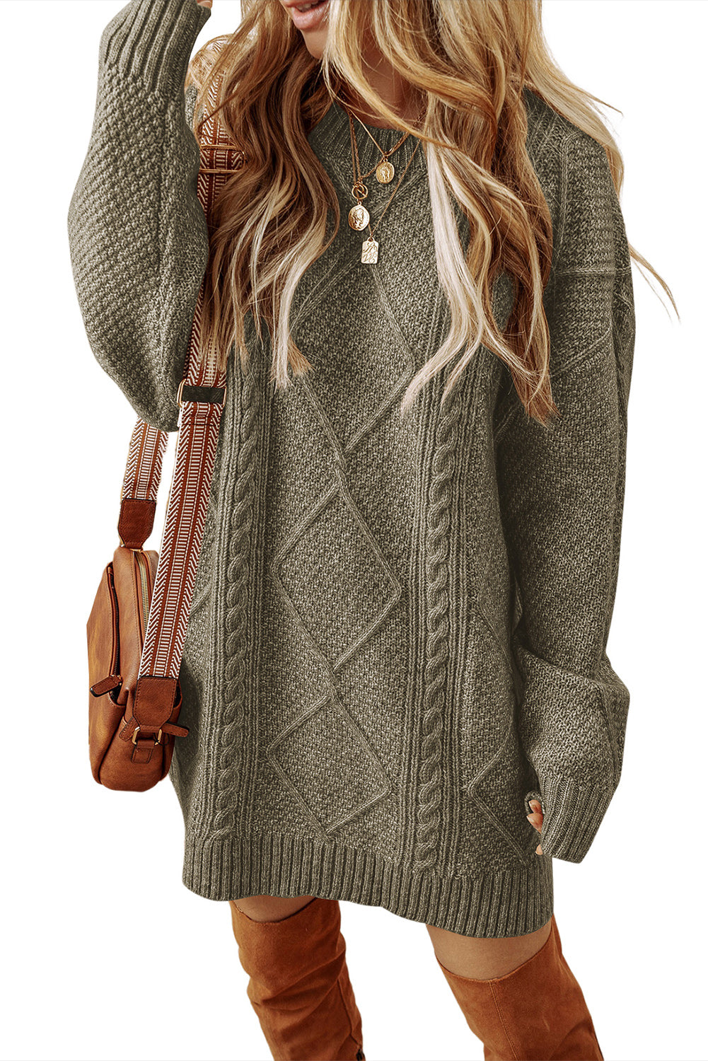 Knit Loose Fit Sweater Dress - Cowaa
