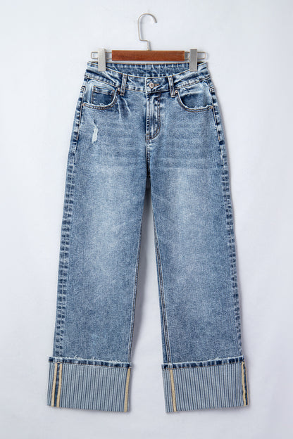 Ashleigh Blue Cuffed Straight Loose Jeans - Cowaa