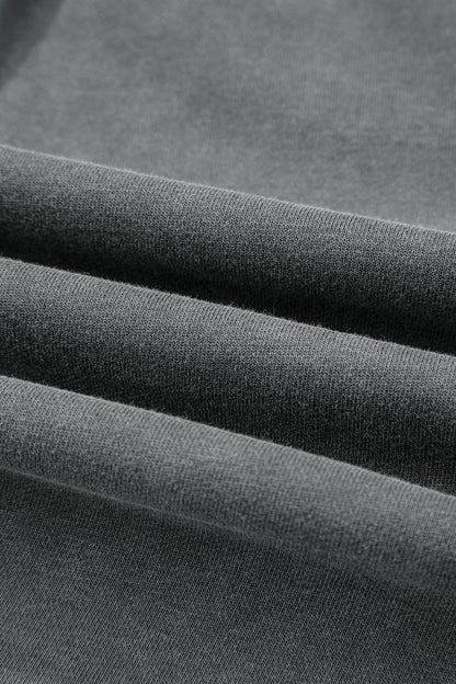 Medium Grey Mineral Wash Chest Pockets Drop Shoulder Shacket with Side Slit