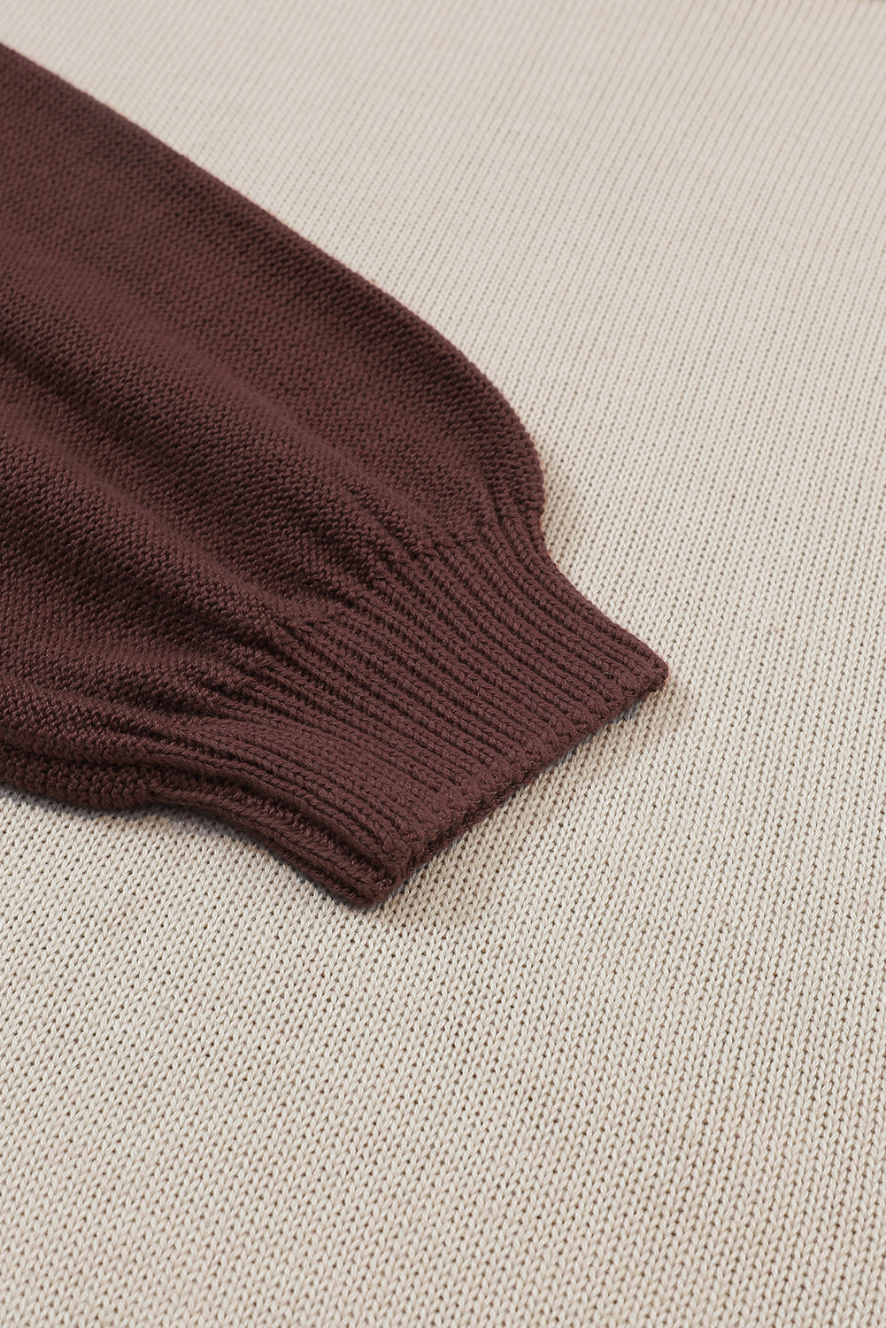Bishop Sleeve Exposed Seam Ribbed Trim Sweater - Cowaa