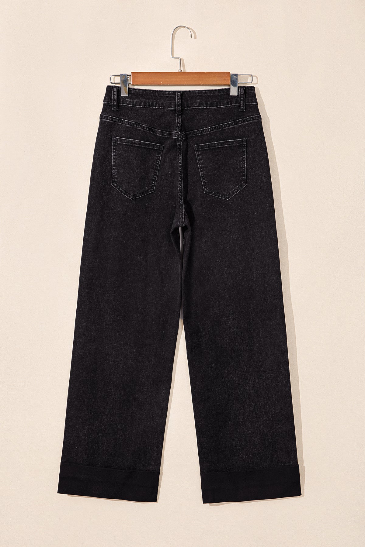 Navy Blue Studded Detail Straight Leg Casual Loose Jeans