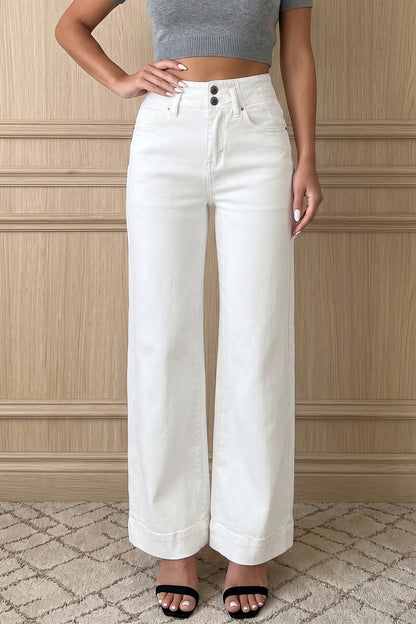Black 2-Button High Waist Wide Leg Jeans