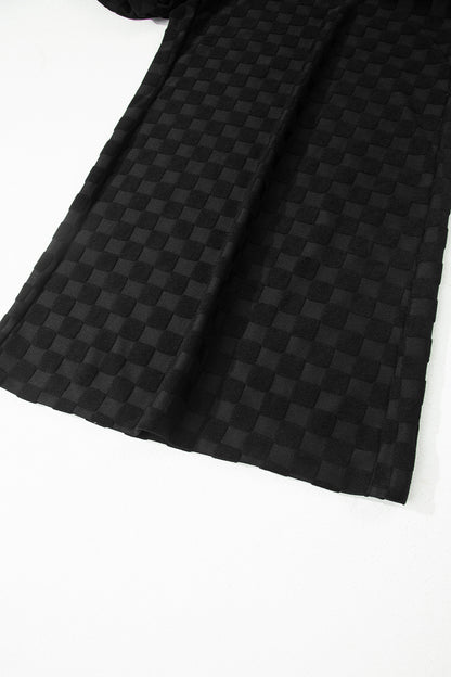 Black Half Buttons Sleeveless Wide Leg Textured Jumpsuit - Cowaa