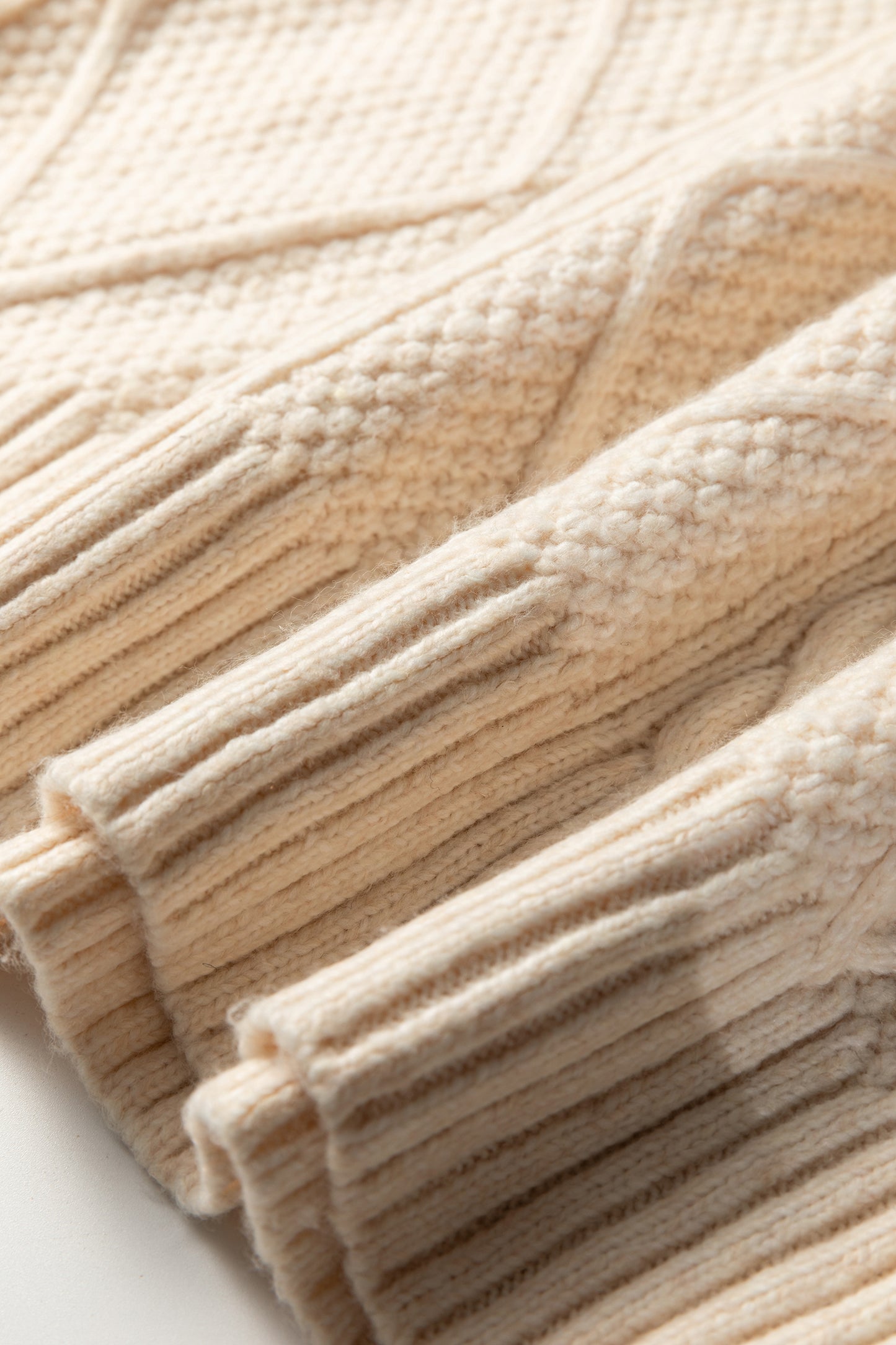 Oatmeal Cable Knit Drop Shoulder Loose Fit Sweater Dress