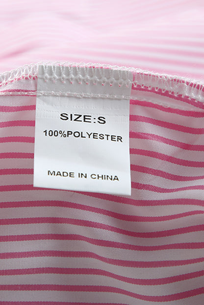 Black Striped Casual Shirred Cuffs Shirt - Cowaa