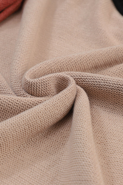 Bishop Sleeve Exposed Seam Ribbed Trim Sweater - Cowaa