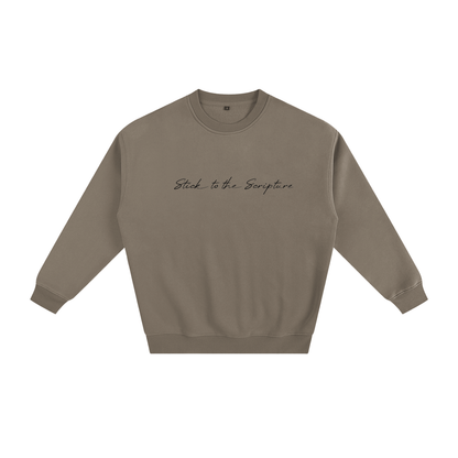 Brown sweatshirt with text on a white background