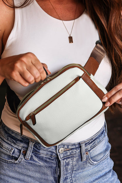 Black Adjustable Strap Mini PU Leather Crossbody Bag - Cowaa