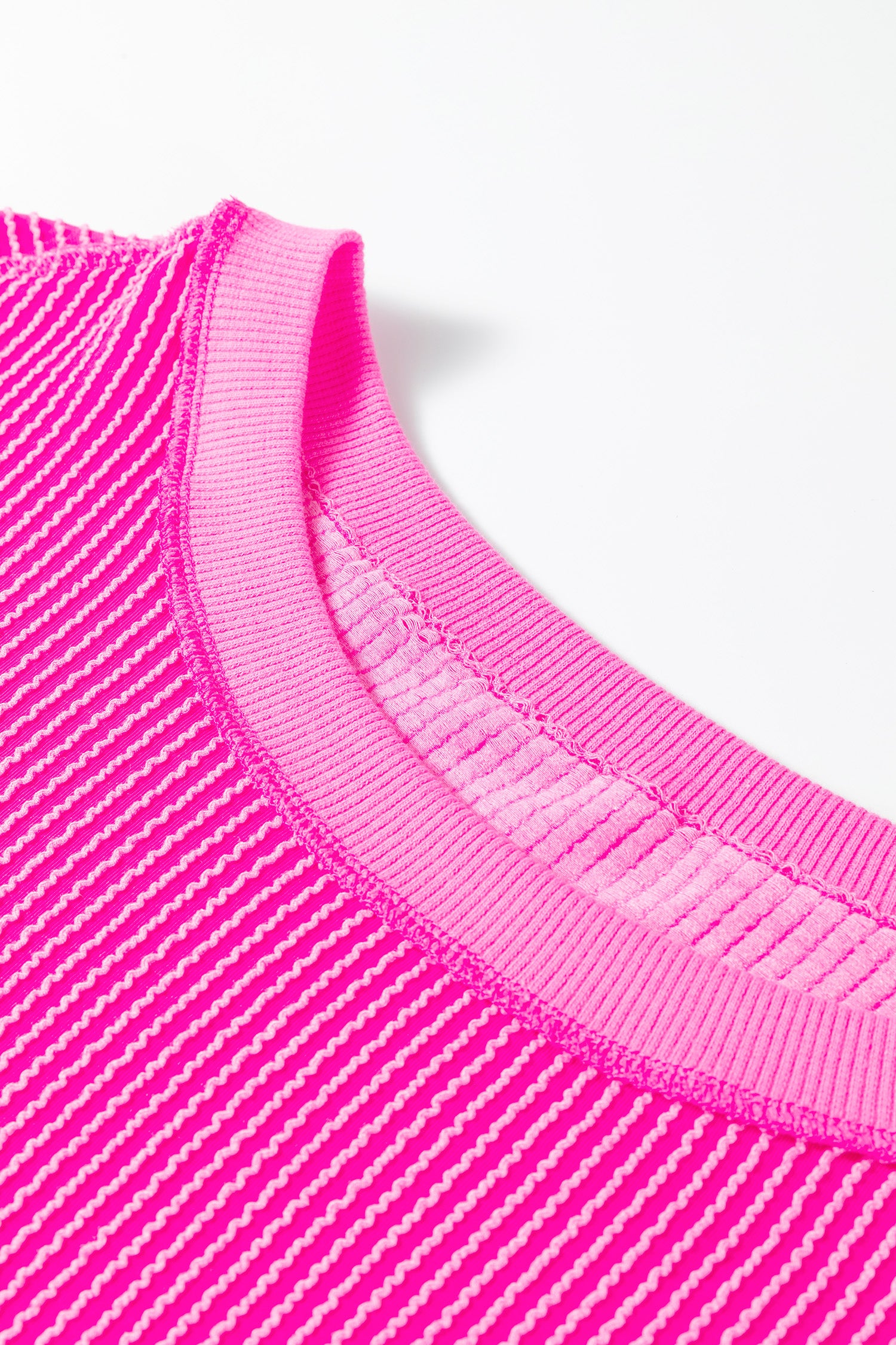 Rose Red Drop Shoulder Uneven Hem Plus Size Twisted Rib Top - Cowaa