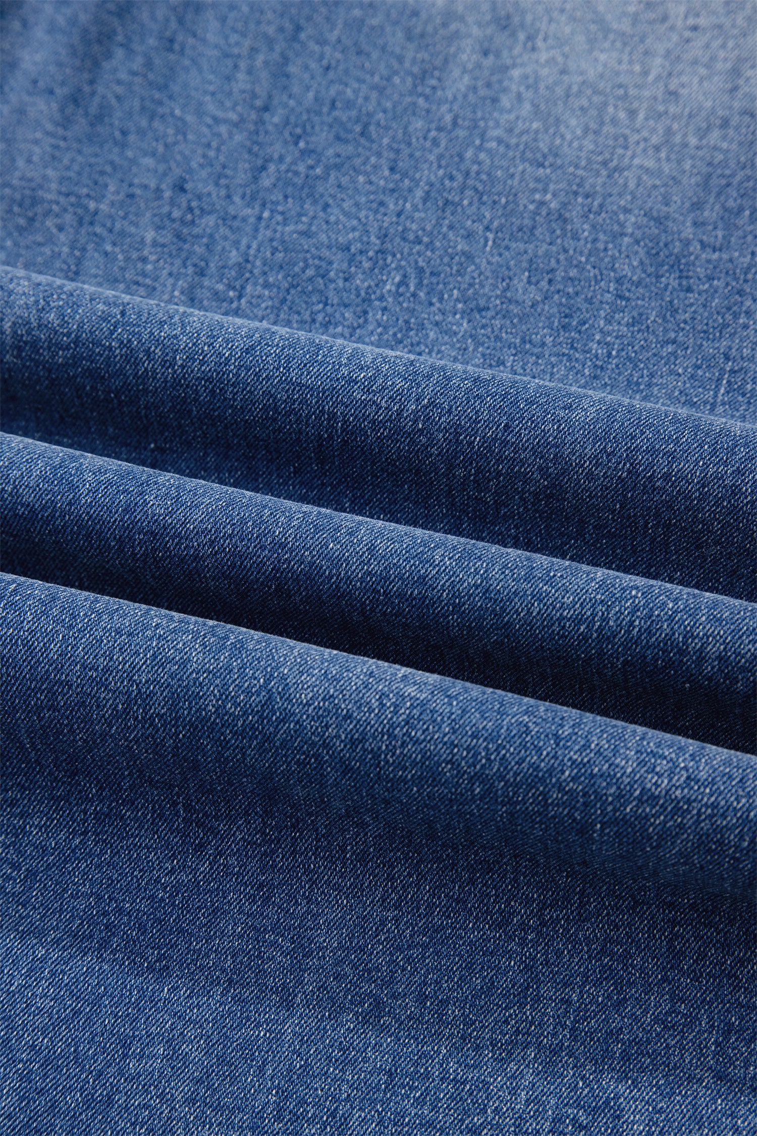 Sky Blue Double Button Zip Fly Straight Leg Jeans - Cowaa