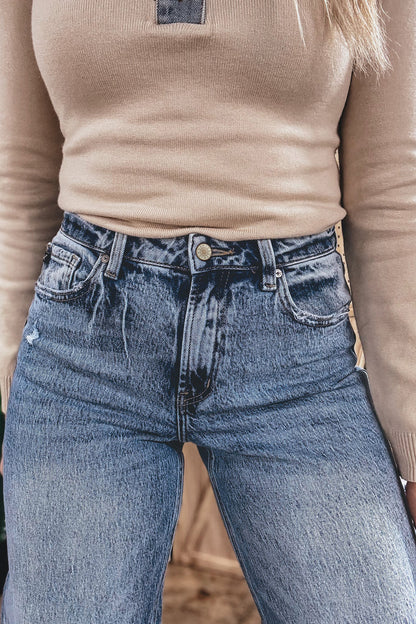 Ashleigh Blue Cuffed Straight Loose Jeans - Cowaa