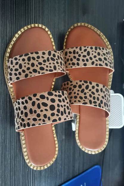 Leopard Strap Casual Flat Sandels - Cowaa