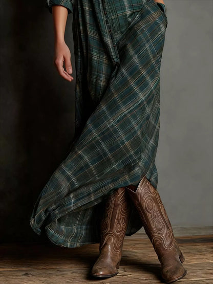Full Size Plaid Button-Down Maxi Dress Plus Size.