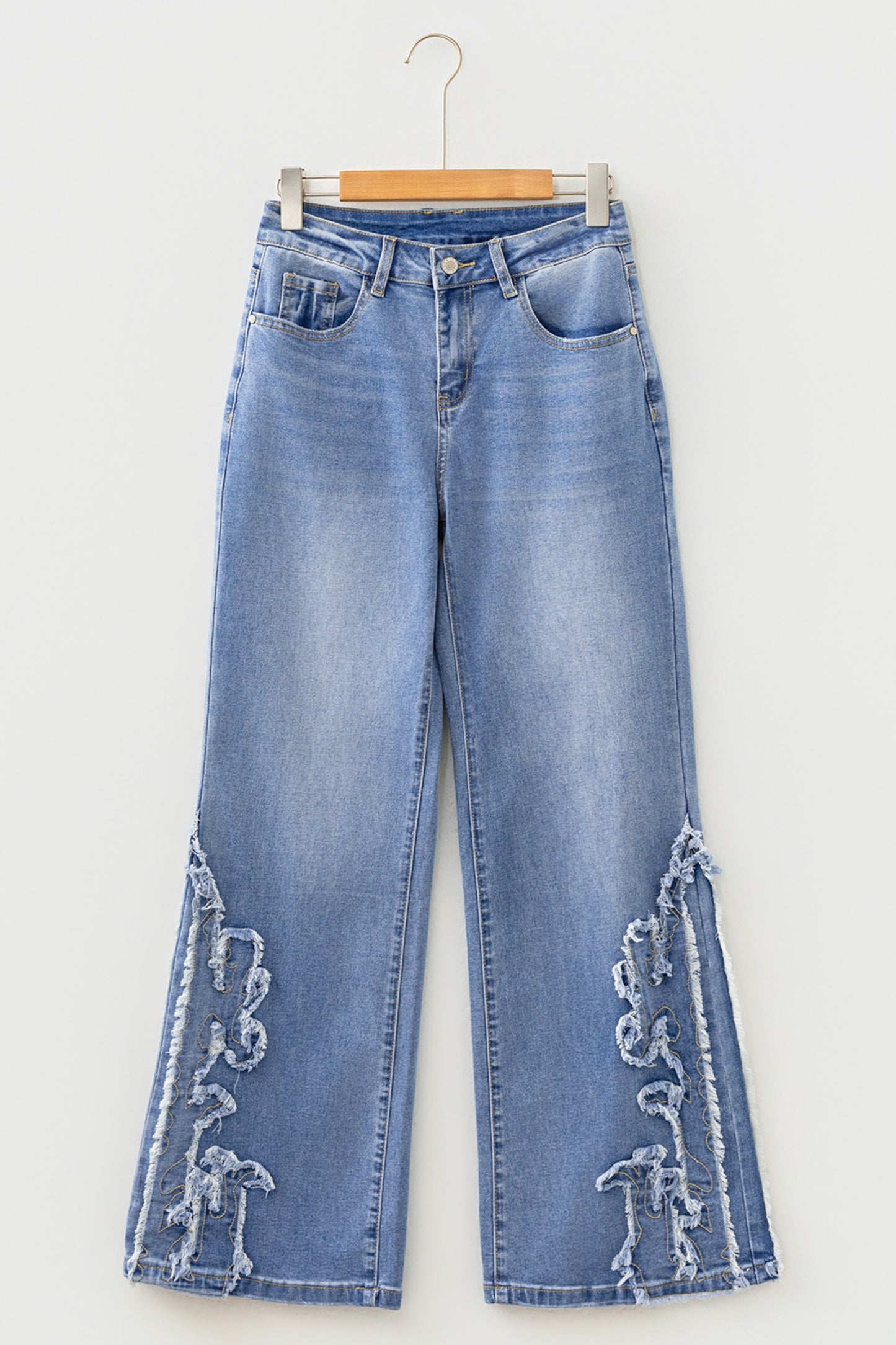 Ashleigh Blue Embroidered Western Print Flare Leg Full Length Jeans