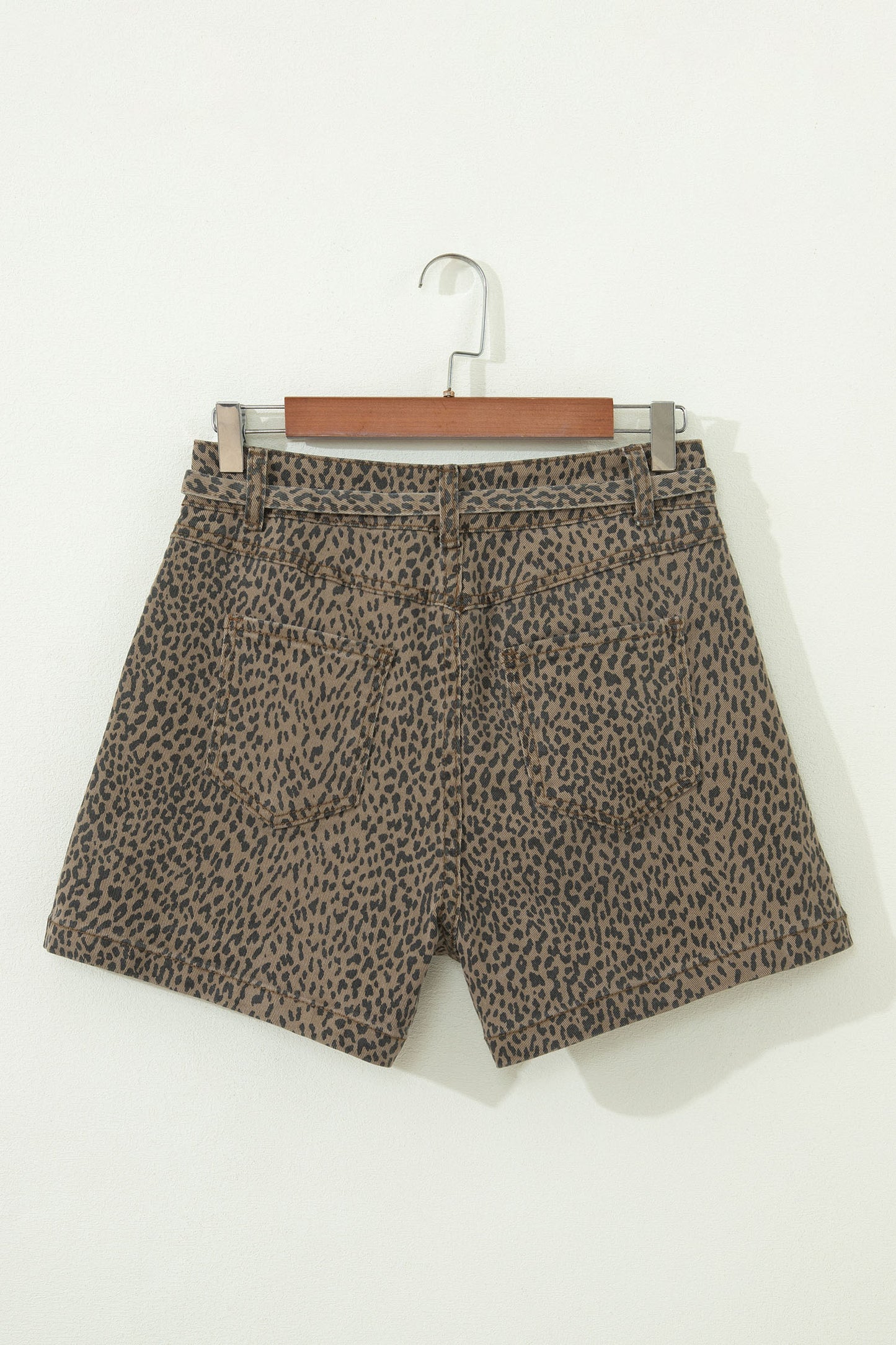 Black Leopard Print Loose Denim Shorts - Cowaa