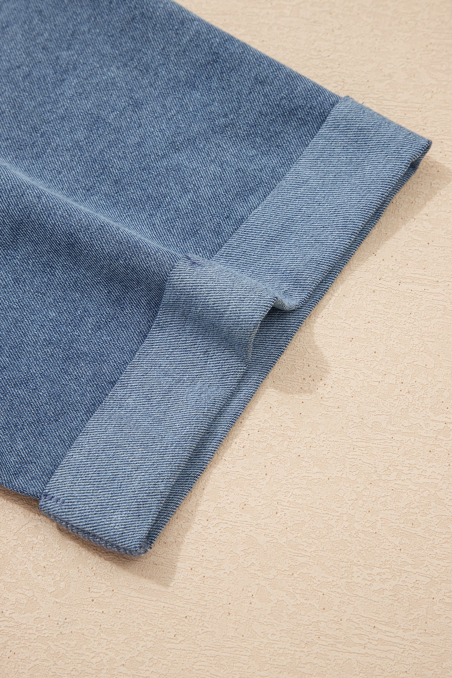 Light Grey Denim Color Block Patchwork Button Polo Collar T Shirt Tunic Dress - Cowaa