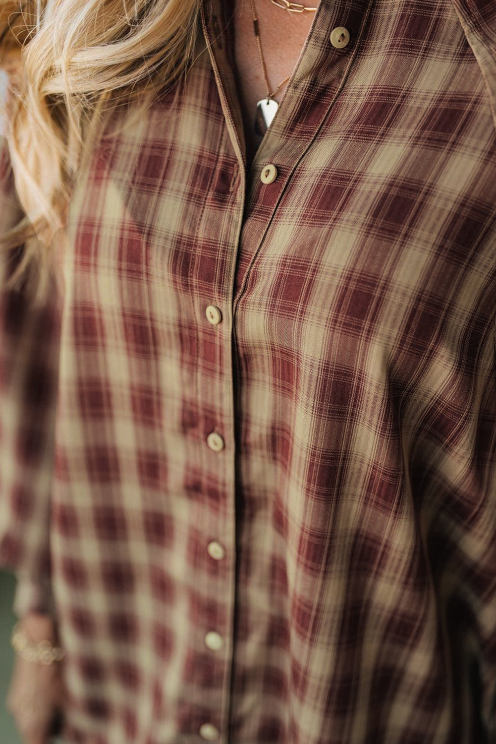 Red Plaid Print Ruffled Long Sleeve Patchwork Hem Mini Shirt Dress - Cowaa